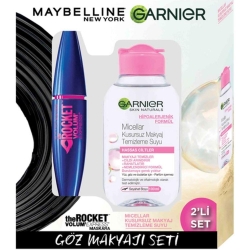 Maybelline Volum Express Rocket Maskara & Garnier Micellar Kusursuz Makyaj Temizleme Suyu 2'li Set - Maybelline