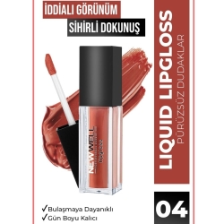 New Well Likit Mat Gün Boyu Kalıcı Bulaşmaz Dudak Parlatıcısı No: 04 - 2