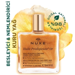 Nuxe Huile Prodigieuse Or Çok Amaçlı Altın Parıltılı Yüz Vücut & Saç Kuru Yağ 50ml 