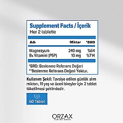 Orzax Ocean ExtraMag Magnezyum Taurat+P5P Takviye Edici Gıda 60 Tablet - 4