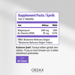 Orzax Ocean ExtraMag Magnezyum Bisglisinat + P5P (60 tablet) - 4