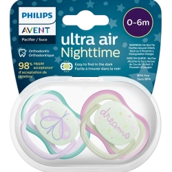 Philips Avent Ultra Air Nighttime 0-6 Ay 2'li Kız Bebek Emzik SCF376/19 - 2