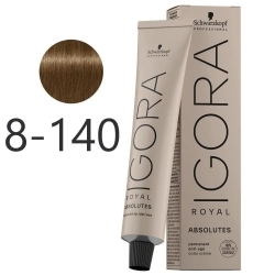 Igora Royal Absolutes Olgun Saçlar İçin Beyaz Kapatıcı Yaşlanma Karşıtı Saç Boyası 60ml - 8.140 Açık Kumral Bej Doğal - Igora Royal