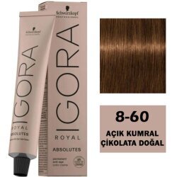 Igora Royal Absolutes Olgun Saçlar İçin Beyaz Kapatıcı Yaşlanma Karşıtı Saç Boyası 60ml - 8.60 Açık Kumral Çikolata Doğal - Igora Royal