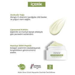 Sinoz Avokado Bomb Nemlendirici Canlandırıcı Kırışıklık Karşıtı Göz Çevresi Bakım Kremi 15ml - 3