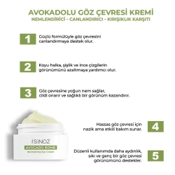 Sinoz Avokado Bomb Nemlendirici Canlandırıcı Kırışıklık Karşıtı Göz Çevresi Bakım Kremi 15ml - 2