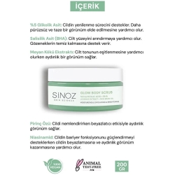 Sinoz Nemlendirici Arındırıcı ve Aydınlatıcı Glow %5 Glikolik Asit Vücut Peelingi 200 gr - 3