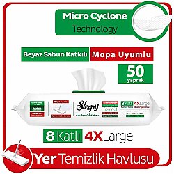 Sleepy Easy Clean Beyaz Sabun Katkılı Mopa Uyumlu Yer Temizlik Havlusu 50 Yaprak - 6