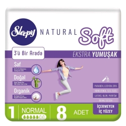 Sleepy Natural Soft Ekstra Yumuşak Normal Ped 8'li - Sleepy