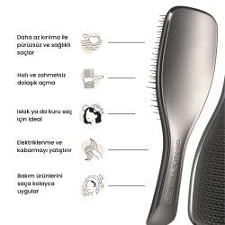 Tangle Teezer Ultimate Detangler Chrome Midnight Silver Gümüş Düz ve Kıvırcık Saçlar için Saç Fırçası - Tangle Teezer (1)