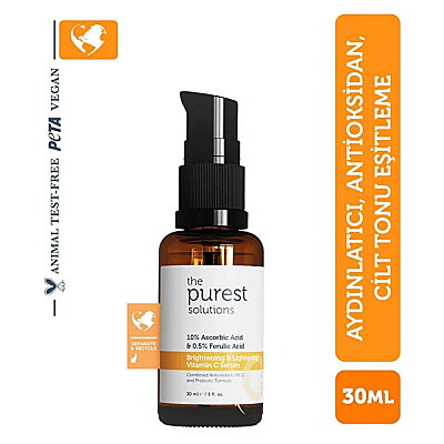 The Purest Solutions %10 Ascorbic Acid & Ferulic Acid %0.5 Aydınlatıcı Vita-C Yüz Serumu 30 ml