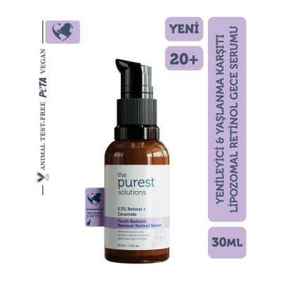 The Purest Solutions Lipozomal % 0.3 Retinol Yaşlanma ve Kırışıklık Karşıtı Gece Serumu 30 ml