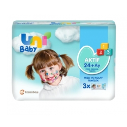 Uni Baby Aktif Islak Mendil 3'lü 156 Yaprak - Uni Baby
