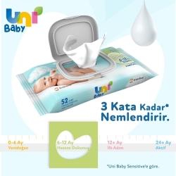 Uni Baby Hassas Dokunuş Islak Mendil 52 Adet - 2