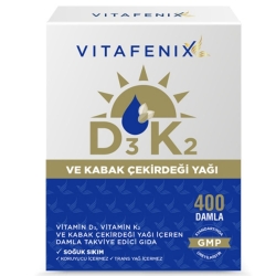 Vitafenix D3K2 ve Kabak Çekirdeği Yağı İçeren Takviye Edici Damla 20ml