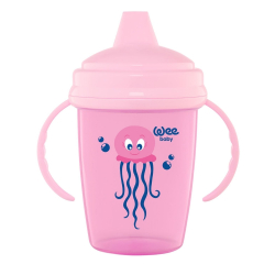 Wee Baby Akıtmaz PP Plastik Alıştırma Bardağı 6+ Ay Pembe