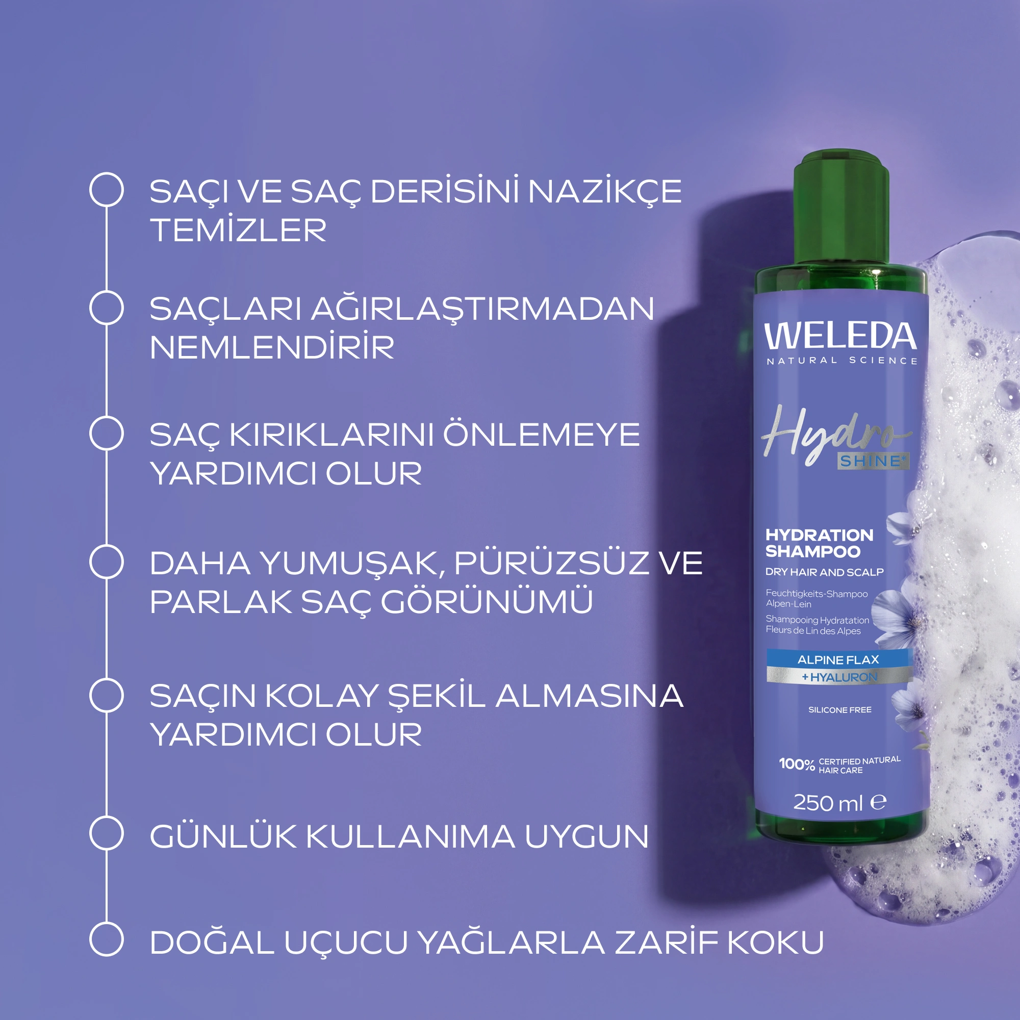 Weleda Hydro Shine Hydration Shampoo Organik Işıltı Veren Nemlendirici Şampuan 250ml - Weleda (1)