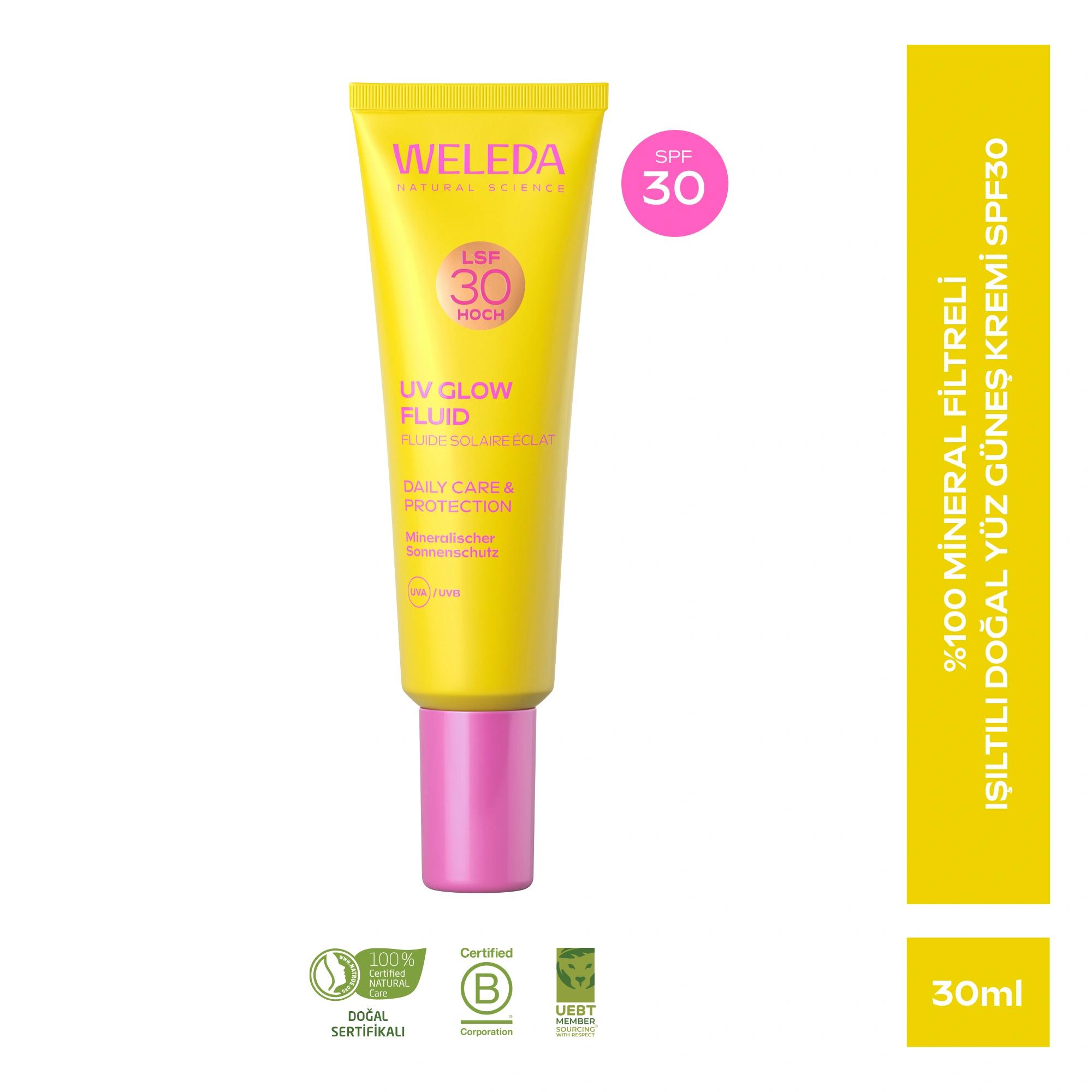 Weleda UV Glow Fluid SFP30 %100 Mineral Doğal Yüz Güneş Kremi SPF30 30 ml - Weleda