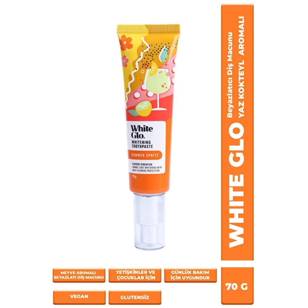 White Glo Glutensiz Vegan Diş Macunu 70 g | Yaz Kokteyl Aromalı - White Glo