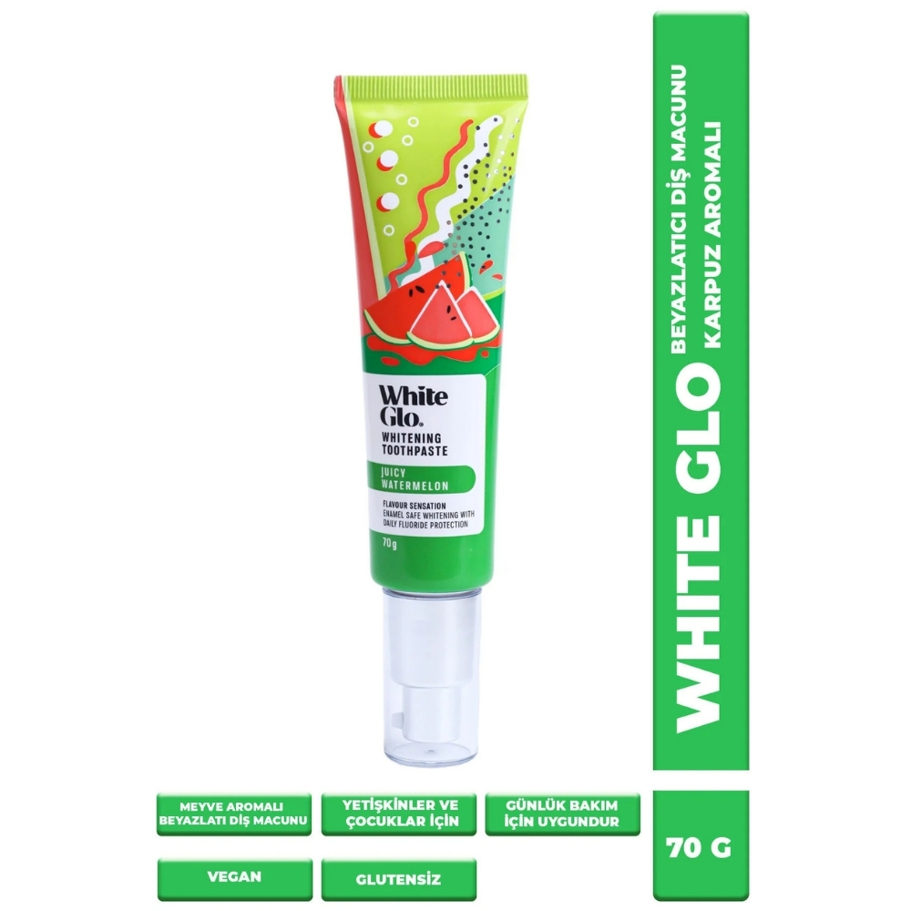 White Glo Karpuz Aromalı Glutensiz Vegan Beyazlatıcı Diş Macunu 70 g - White Glo