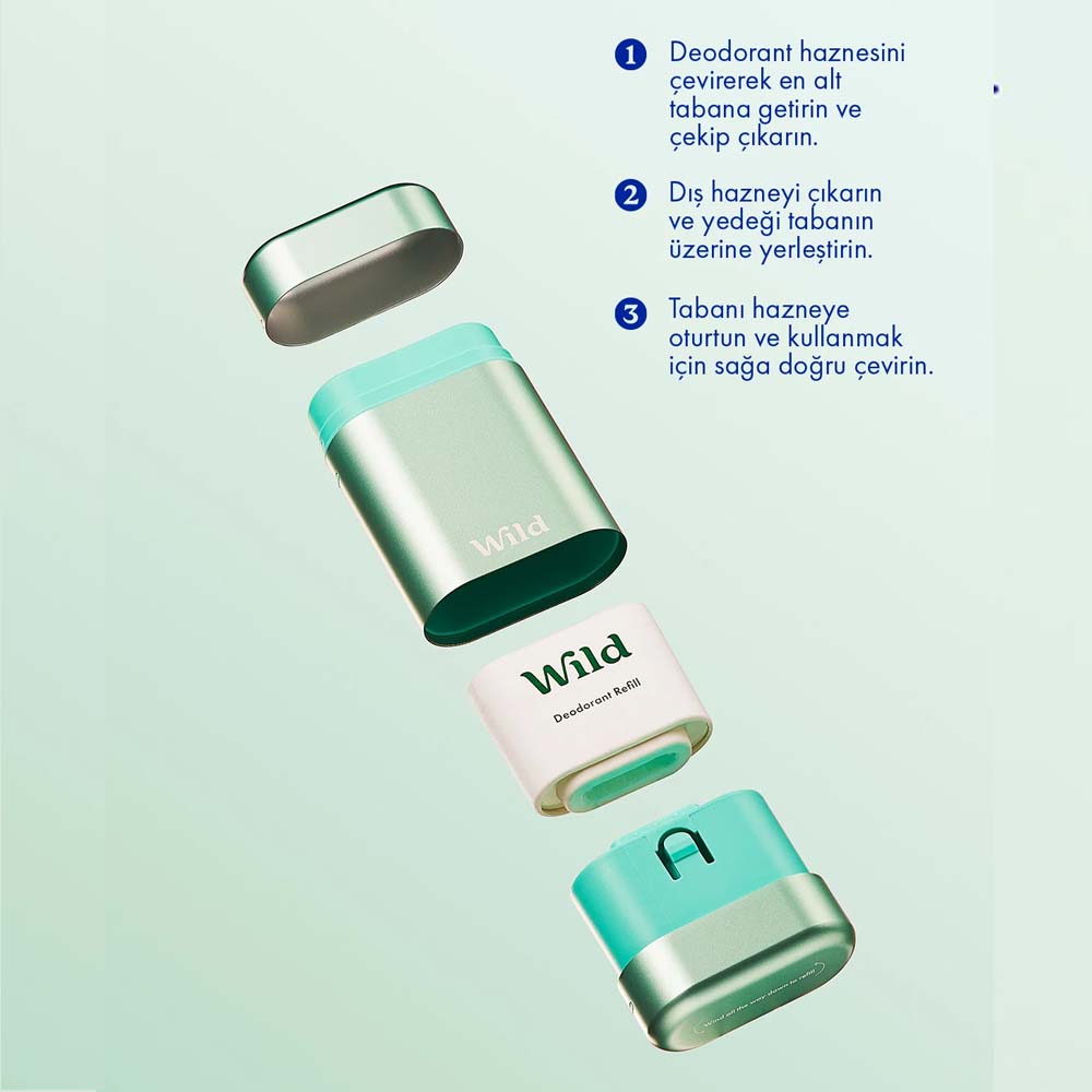 Wild %98 Natural Stick Deodorant Kutu + Refill Fresh - Aqua Case + Fresh Cotton & Sea Salt 40 gr - 3