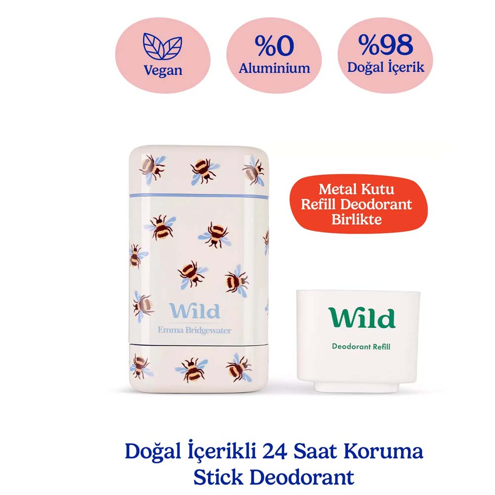 Wild %98 Natural Stick Deodorant Kutu + Refill Paketi - Honey Bee + Honey & Cactus Flower 40 gr - Wild