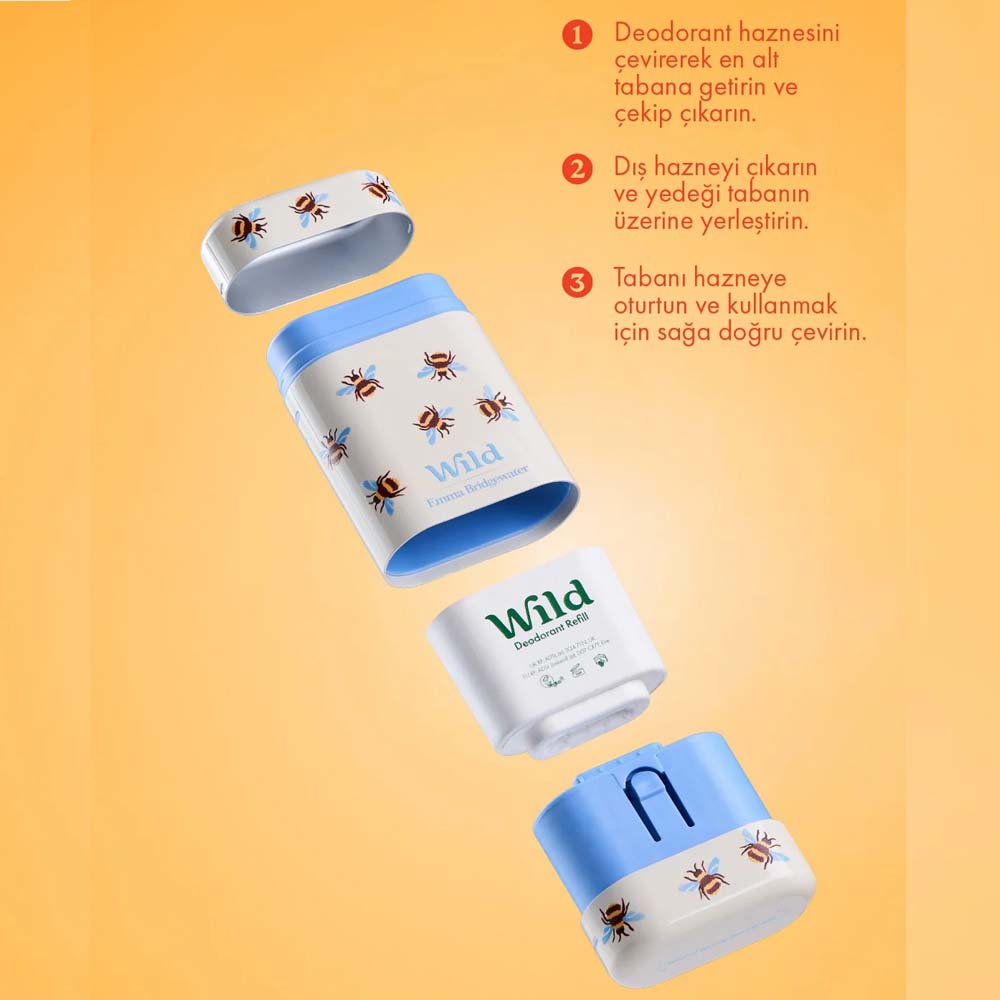 Wild %98 Natural Stick Deodorant Kutu + Refill Paketi - Honey Bee + Honey & Cactus Flower 40 gr - 3