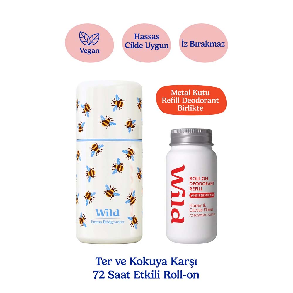 Wild Antiperspirant Emma Bridgewater Bee Roll-On Case + Honey&Cactus Refill Ter Önleyici Deodorant 50 ml - Wild