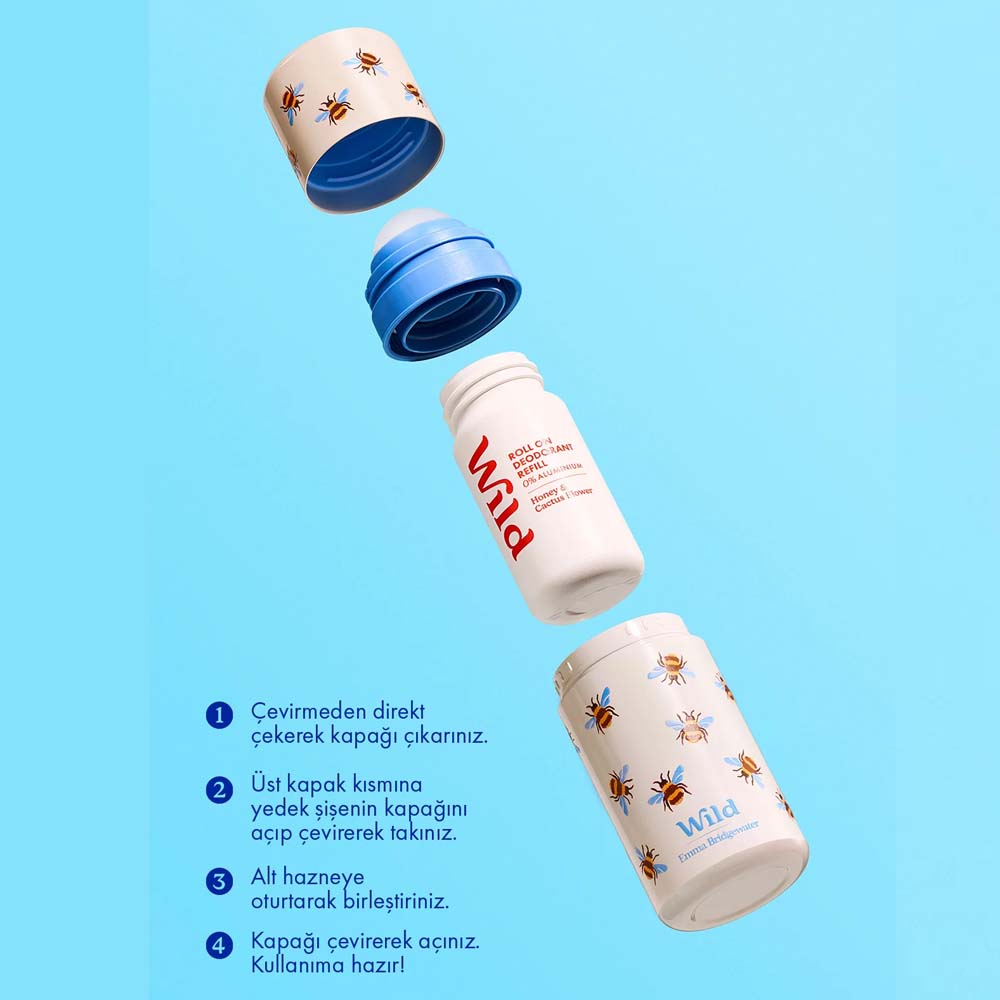 Wild Antiperspirant Emma Bridgewater Bee Roll-On Case + Honey&Cactus Refill Ter Önleyici Deodorant 50 ml - 3