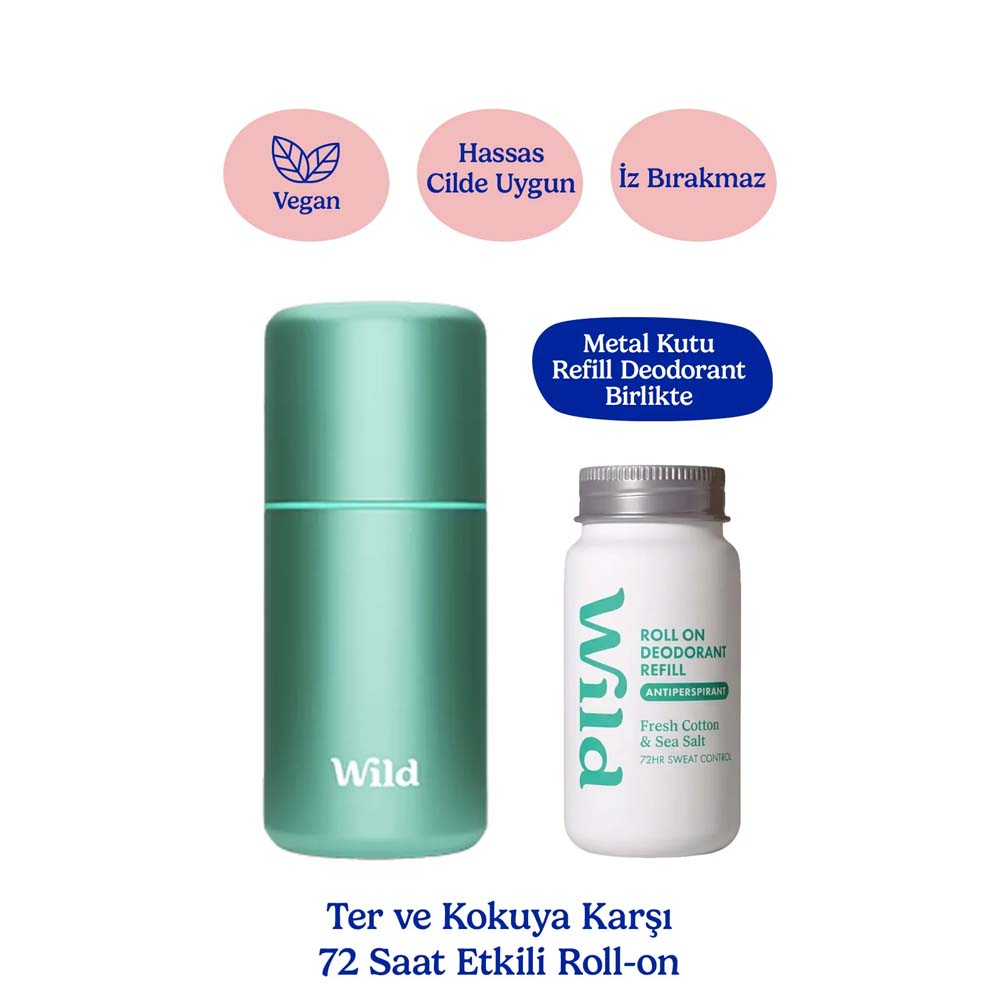 Wild Antiperspirant Roll On Aqua Case & Fresh Cotton & Sea Salt Refill Ter Önleyici Deodorant 50 ml - Wild