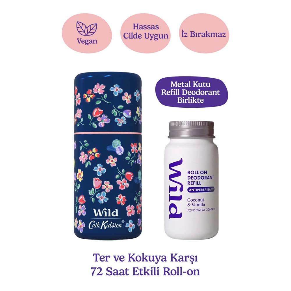 Wild Antiperspirant Roll On Cath Kidston Marble Ditsy Case & Coconut & Vanilla Refill Ter Önleyici 50 ml - Wild