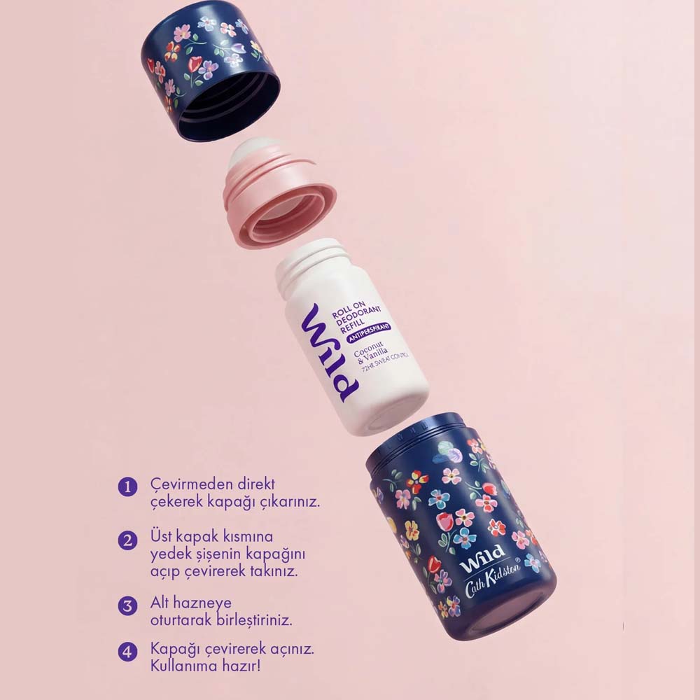 Wild Antiperspirant Roll On Coconut & Vanilla Refill Deodorant Yedek Dolum - 3