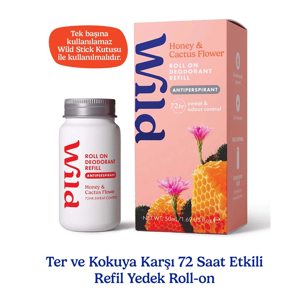 Wild Antiperspirant Roll On Honey & Cactus Flower Refill Deodorant Yedek Dolum - Wild