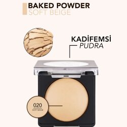 Yüksek Pigmentli & Doğal Işıltılı Fırınlanmış Kompakt Pudra - 020 Soft Beige - 3